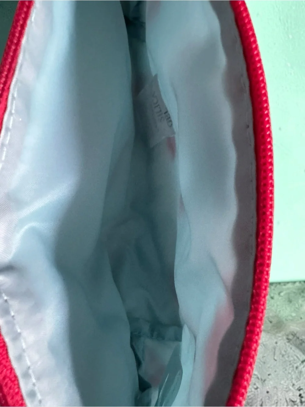 Clinique White Cosmetic Pouch with Red Lip Print